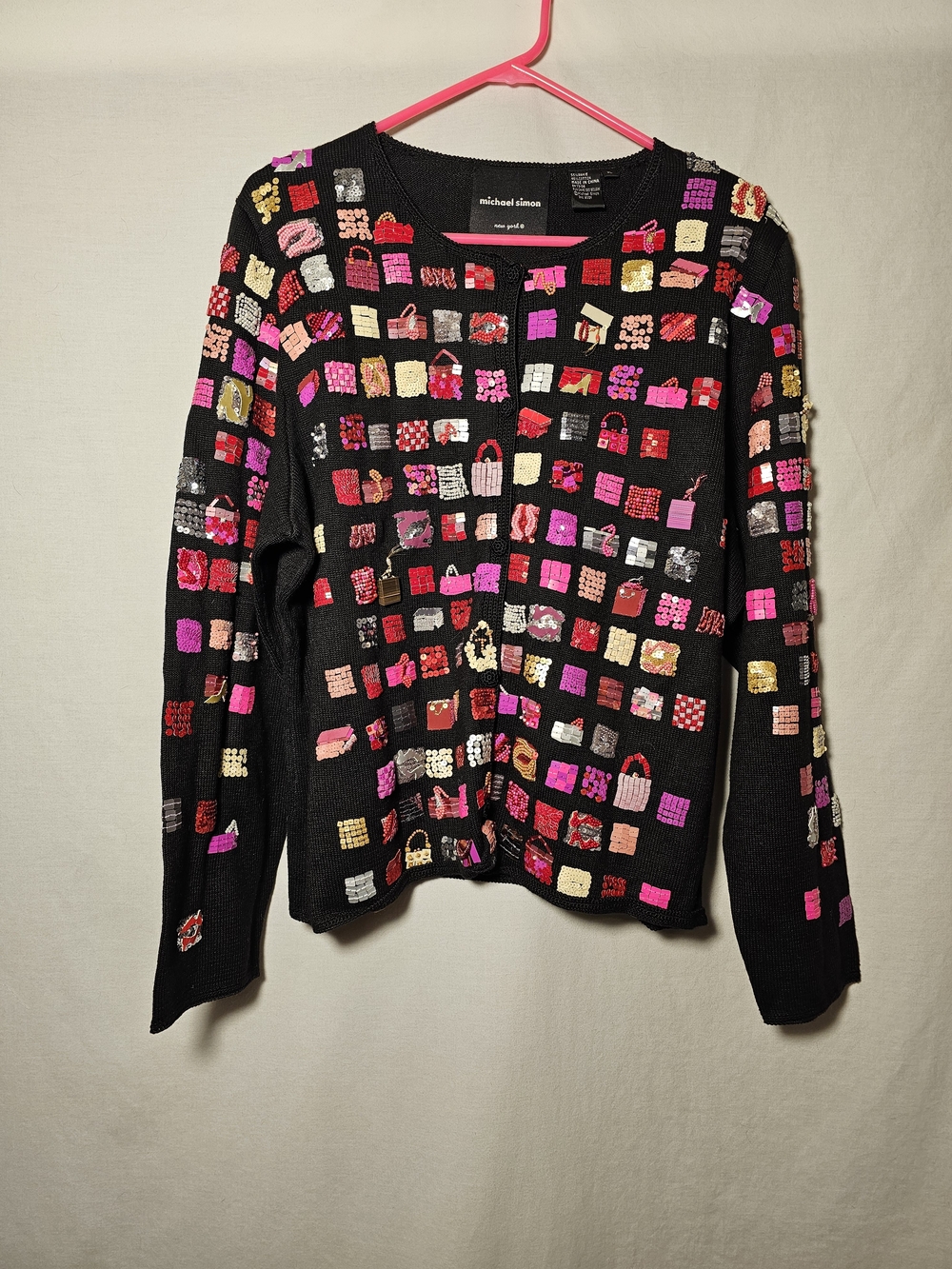 Michael Simon VINTAGR 1990 nevelty Cardigan